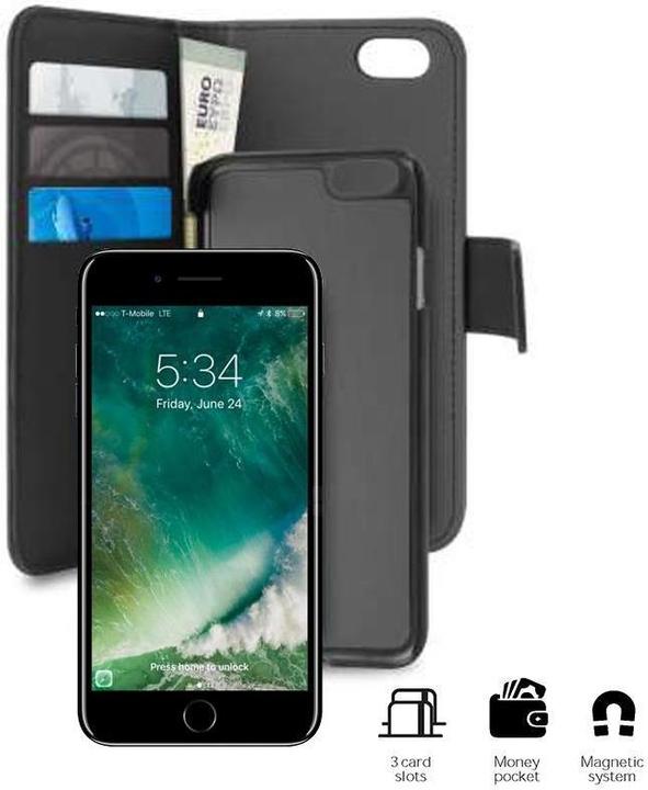 Image du produit Puro Etui en faux cuir - étui pour iPhone 7/8/SE 2020, noir (Apple iPhone 7)