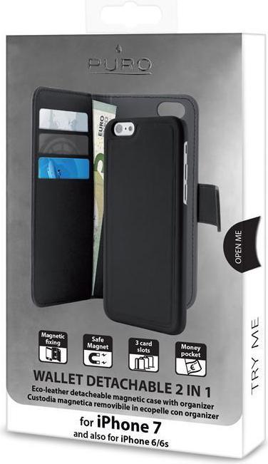 Image du produit Puro Etui en faux cuir - étui pour iPhone 7/8/SE 2020, noir (Apple iPhone 7)