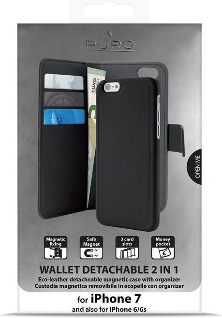 Image du produit Puro Etui en faux cuir - étui pour iPhone 7/8/SE 2020, noir (Apple iPhone 7)