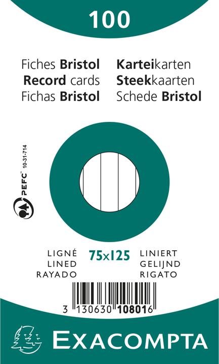Image du produit Exacompta Fiches (75 x 125 mm, 205 g/m², 100 x)