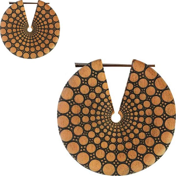 Image du produit Star Piercing Boucles d'oreilles Cercles gravés en bois de Saba (Organique, sans laiton)
