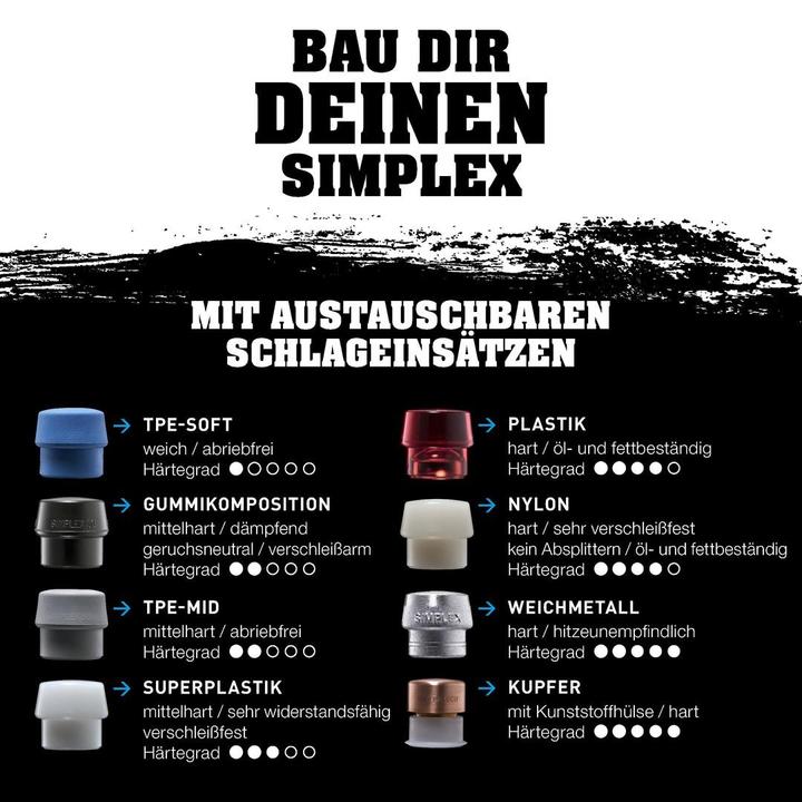 Produktbild Halder SIMPLEX-Plusbox Starterset, SIMPLEX-Softface-Hammer D80, Gummimischung mit Ständer / (4400 g)