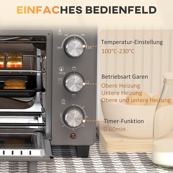 Actual product image Swisshandel24 Minibackofen 21L 1400W 60 Min Timer, Kleinbackofen mit 100 °C-230 °C einstellbar
