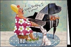 Produktbild Edition Gollong Doppelkarte. Happy Birthday (Frau am Flgel)