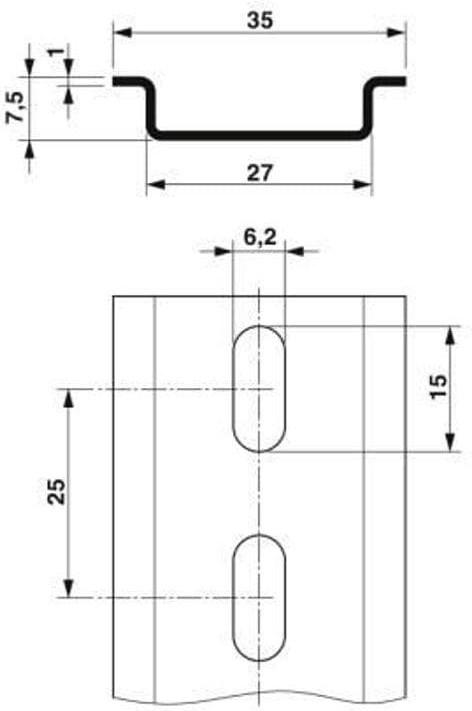 Image du produit Phoenix Contact Rail oméga Contact perforé 500 x 35 x 7.5 mm
