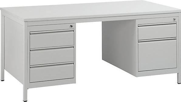 Produktbild eurokraft basic Meisterschreibtisch, lichtgrau (160 cm, 80 cm)