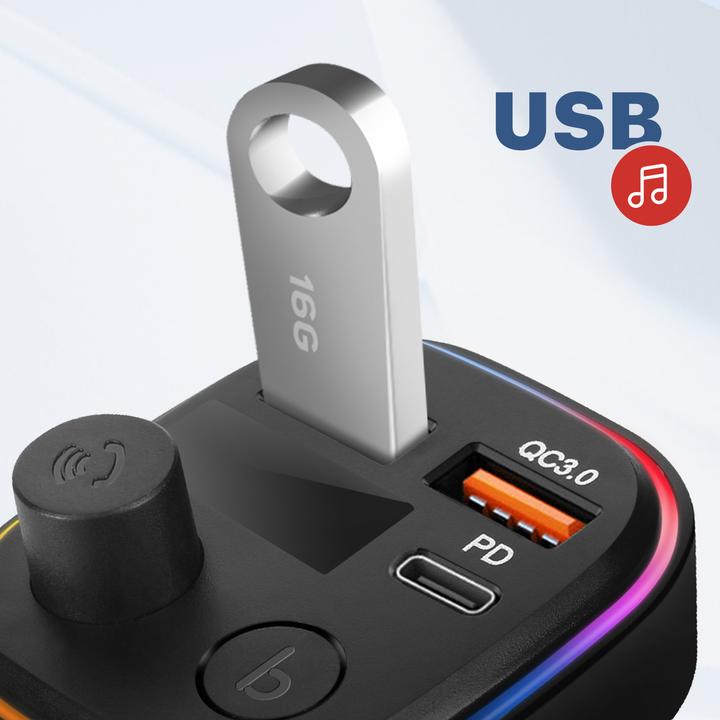 Image du produit Avizar Émetteur FM, connecteurs USB QC 3.0 + USB-C 18W