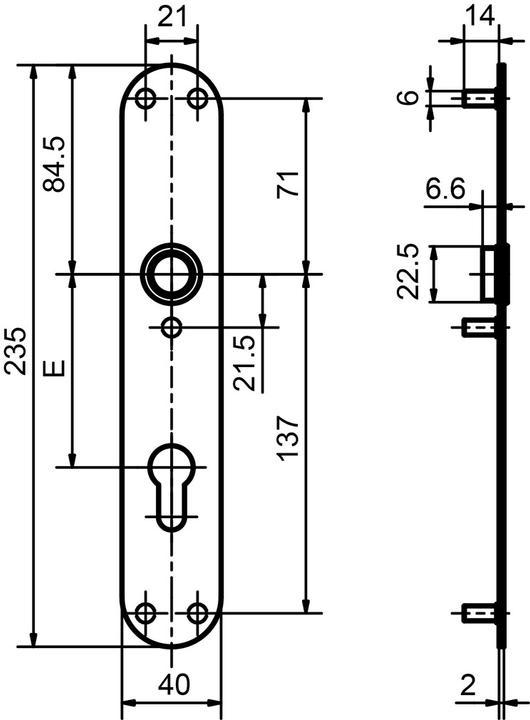 Produktbild Glutz Piatto Türschilder glide 52048 aussen (Türschildgarnitur)