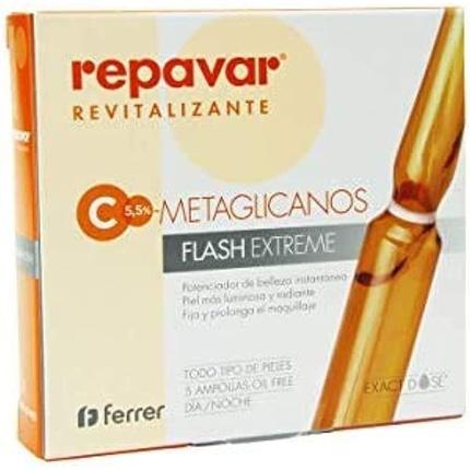 Actual product image Repavar Metaglycan Revitalising Flash Extreme 5 Ampoules with 5.5% Pure Vitamin C - Immediate Flash Ampoules