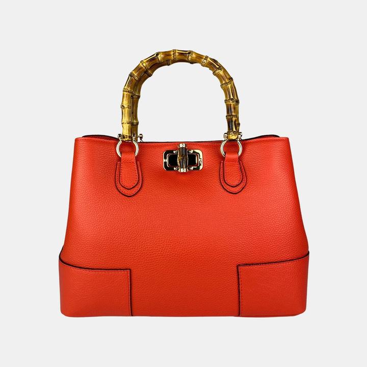 Produktbild Only-Bags.Store Lederhandtaschen, Bambus Henkel Tasche, Echtes Leder Handtaschen, handgefertigte Leder Tasche