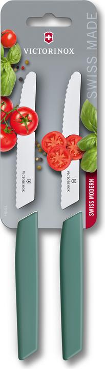 Victorinox Swiss Modern,set couteau à tomates et de table, 2pcs, 11cm, sage (2 pièce(s), Couteau)