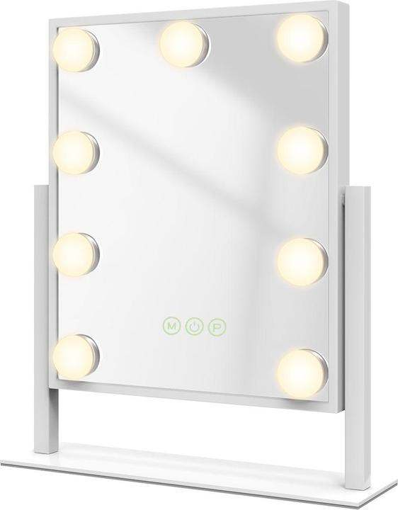 Emke Hollywood Kosmetikspiegel mit 9 Lampen, 1X+7X Vergrösserung, 3 Farbtemperatur, 30*36cm, Weiss