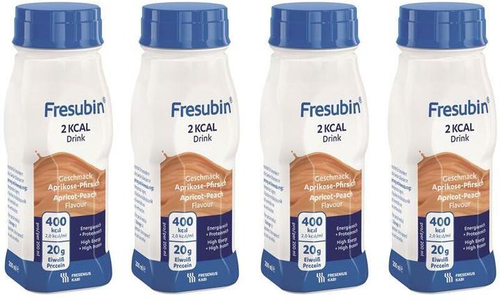 Actual product image Fresubin 2 kcal Drink Apricot-Peach, 4 x 200 ml (4 Piece, Liquid, 978 g)