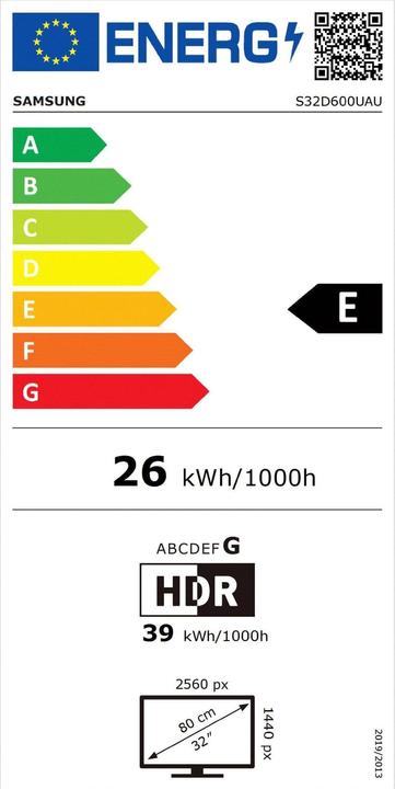 Energy Label Samsung ViewFinity S6 - S60UD (2560 x 1440 pixels, 32")