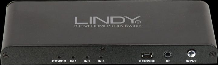 Produktbild Lindy HDMI 2.0 4K UHD Umschalter 3:1. 3D 2160p 60 HDTV bis 4K HDCP 2.2 Kopierschutz