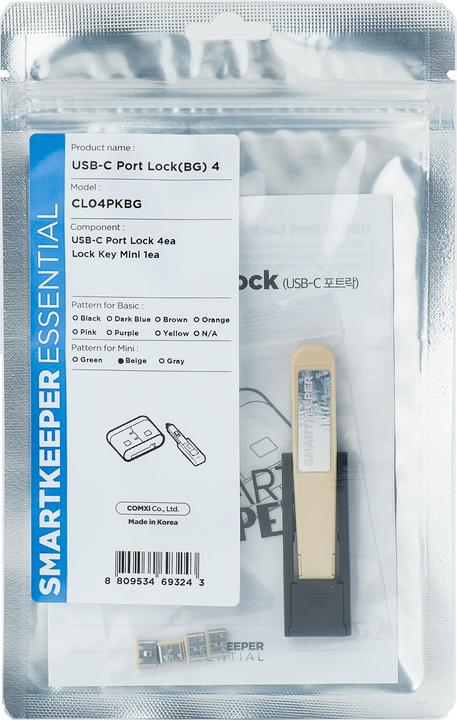 Image du produit Smart Keeper 4 x verrous de port USB C avec 1 x clé de type Mini