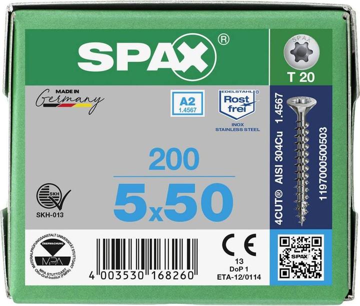Image du produit Spax Vis à panneaux d'aggloméré SK, T20 5.0x50 mm (200 Vis par pièce)