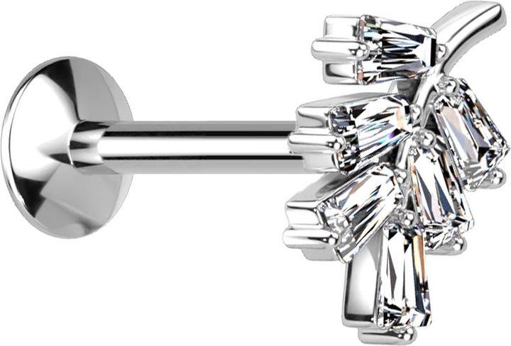 Immagine prodotto Star Piercing Micro Threadless UFO Labret argento foglia argento cristalli argento (Ottone)
