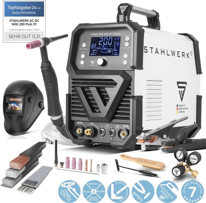 Produktbild Stahlwerk Schweissgerät AC/DC WIG 200 ST Digital Vollausstattung 200 A WIG & MMA