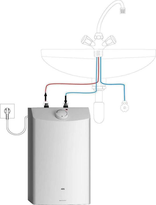 Actual product image AEG Haustechnik Huz 10 ÖKO Drop Stop unpressurised under-sink boiler 10 litre low pressure, ThermoStop, with plug