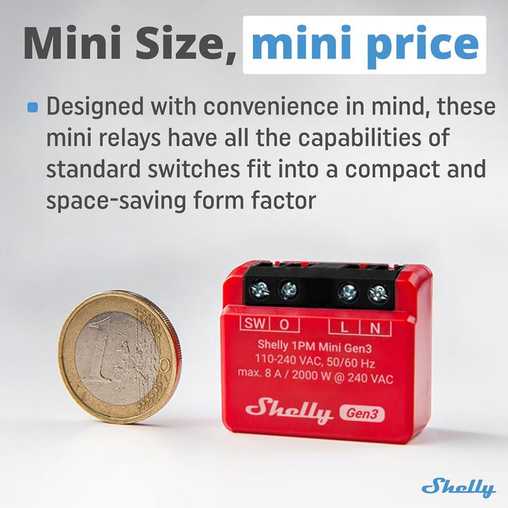 Productafbeelding Shelly 1PM Mini Gen3 x2 (Schakelaandrijving)