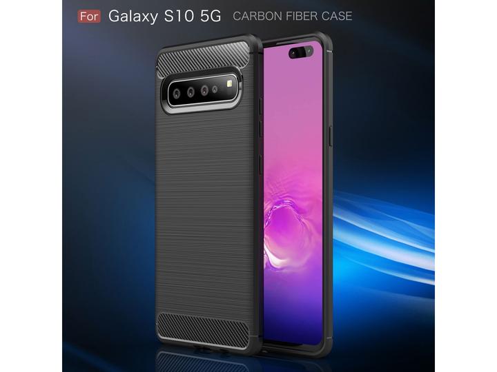 Produktbild Screenguard Samsung Galaxy S10 5G Hülle Carbon Brushed Soft TPU (Samsung Galaxy S10 5G)