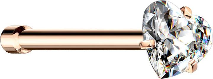 Star Piercing Nasenstecker gerade rosegold Kristallherz silber gefasst (Chirurgenstahl 316L)