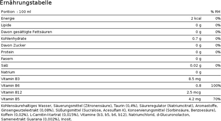 Nutritional values and ingredients Monster Ultra (12 pcs.)