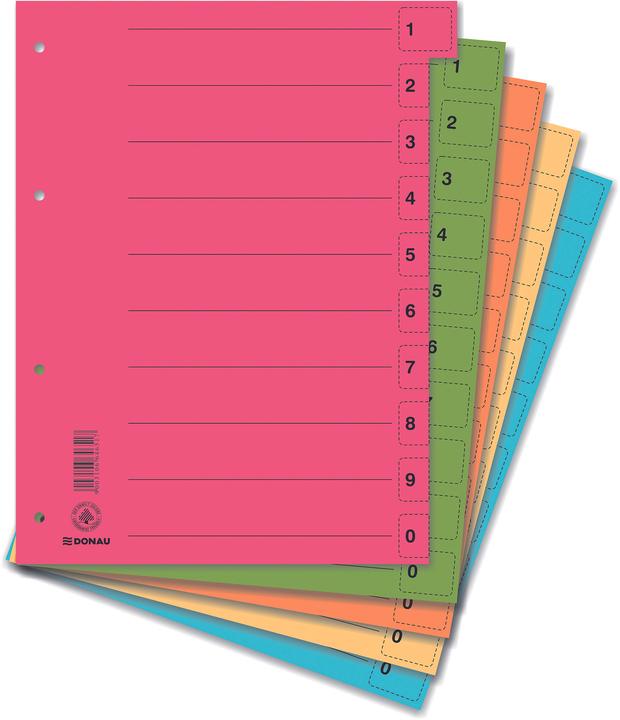 Actual product image Donau Index, cardboard, a4, 235x300mm, 1-10, 10 sheets, assorted colours