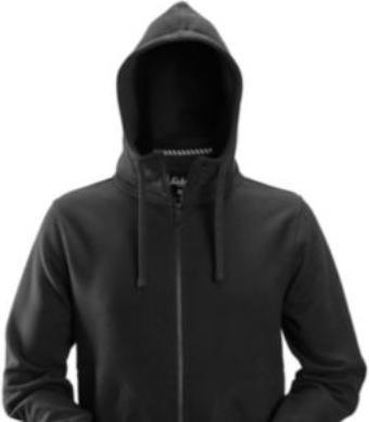 Produktbild Hultafors Snickers haettetrøje str. 2XL - Sort, med lang lynlås, 60% bomuld/40% polyester - 2890