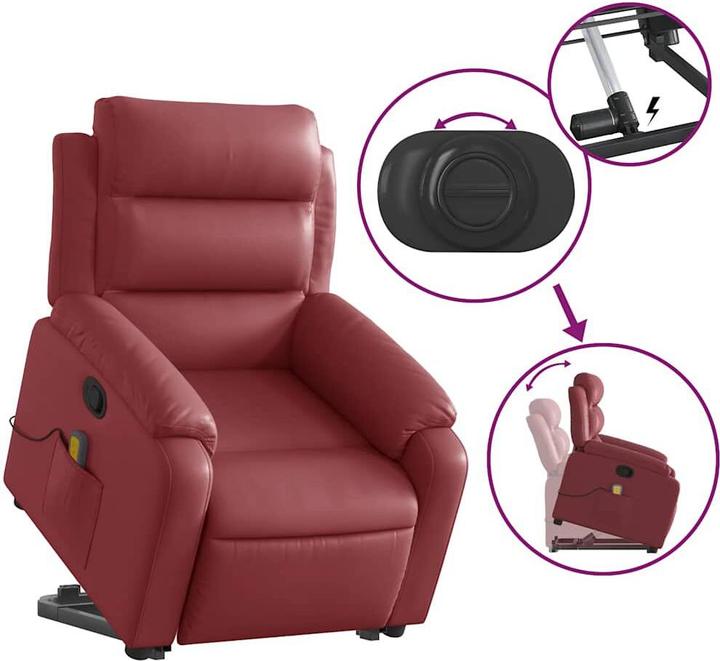 Immagine prodotto VidaXL Poltrona massaggiante Poltrona stand-up Poltrona TV Poltrona relax Poltrona in similpelle rosso vino