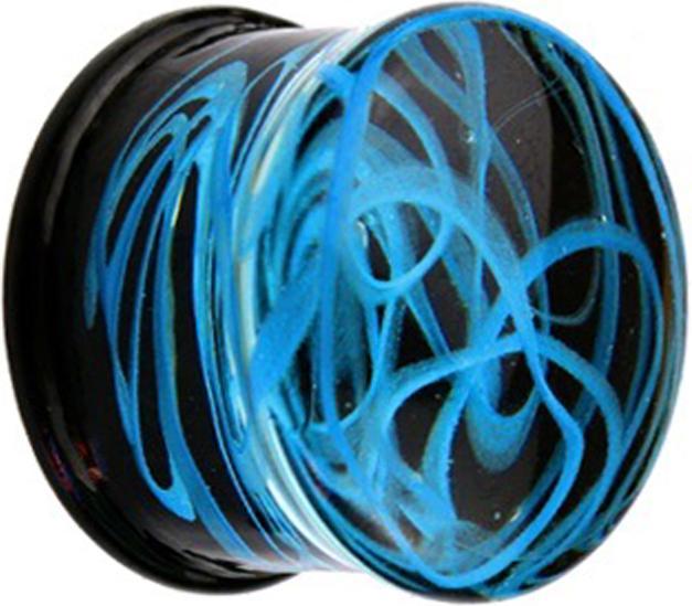 Star Piercing Flared Plug Rauch blau aus Glas (ohne Messing, Glas)