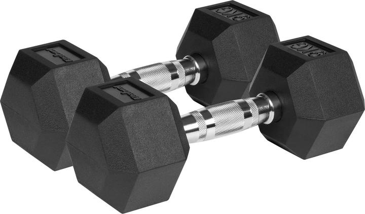 Rebel Rubberised cast iron dumbbells HEX 2x9 kg ACTIVE (2 x 9 kg)
