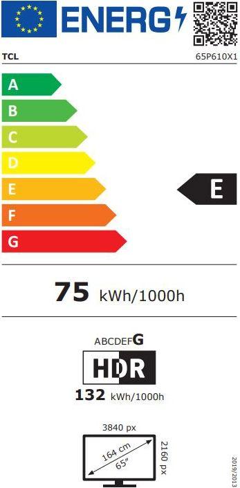 Energy Label TCL 43P610 TV (43 inch) Ultra HD Smart TV WLAN (43", LCD, 4K, 2020)
