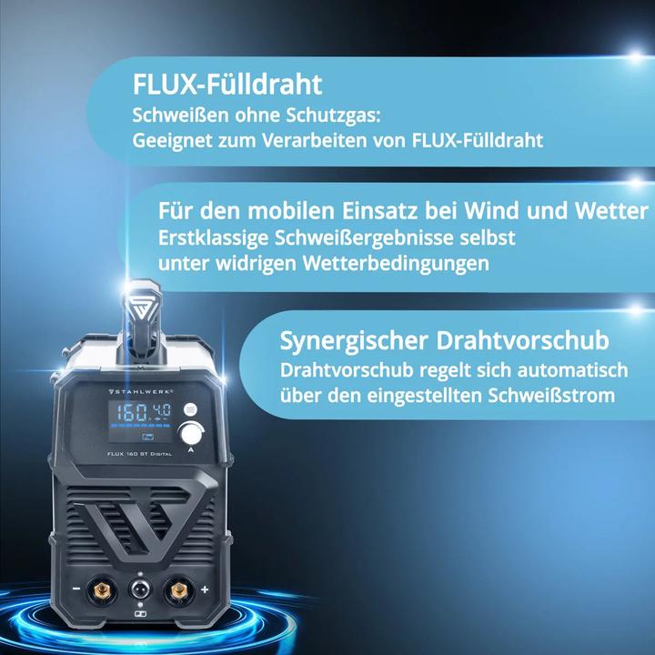 Produktbild Stahlwerk Schweissgerät FLUX 160 ST Digital mit 160 A Vollausstattung