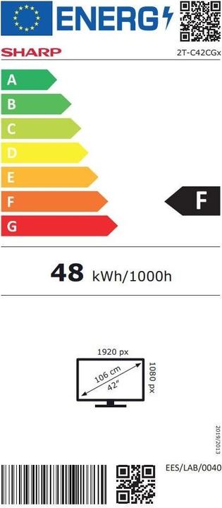 Energy Label Sharp Aquos 42CF5E TV (42 inch) Smart TV WLAN (42", LED, Full HD)