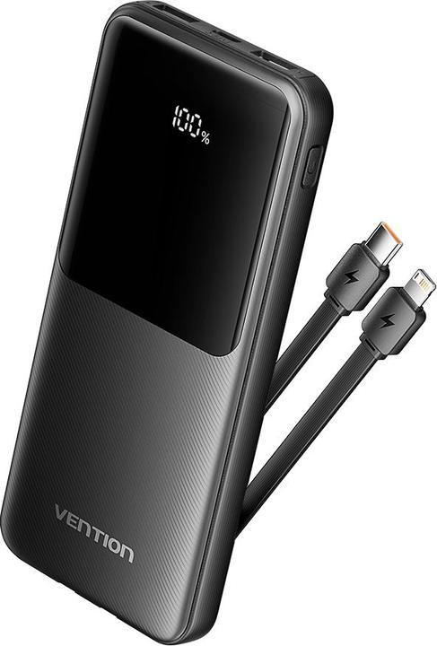 Image du produit Vention Banque d'alimentation 10000mAh (Micro-USB + USB-C + USB-A + USB-A) avec câbles USB-C et Lightning (10000 mAh, 37 Wh)