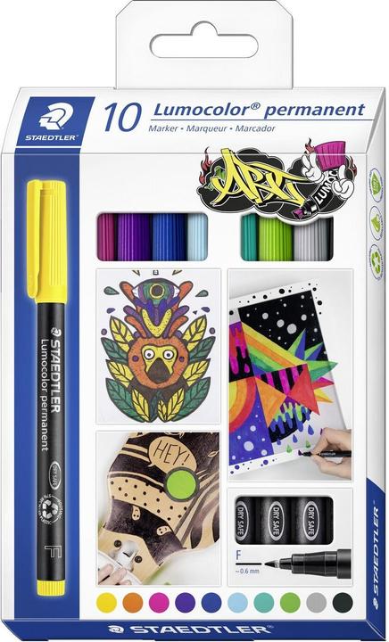 Produktbild Staedtler Lumocolor permanent Universalstift 318, F, Kartonetui mit 10 Stück, sortiert (Farbig sortiert, 0.60 mm, 10 x)
