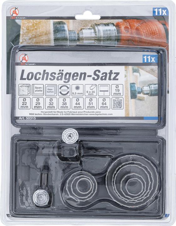 Produktbild BGS Lochsägen-Satz Ø 19 - 64 mm Tiefe 24 mm 11-tlg. (64 mm)