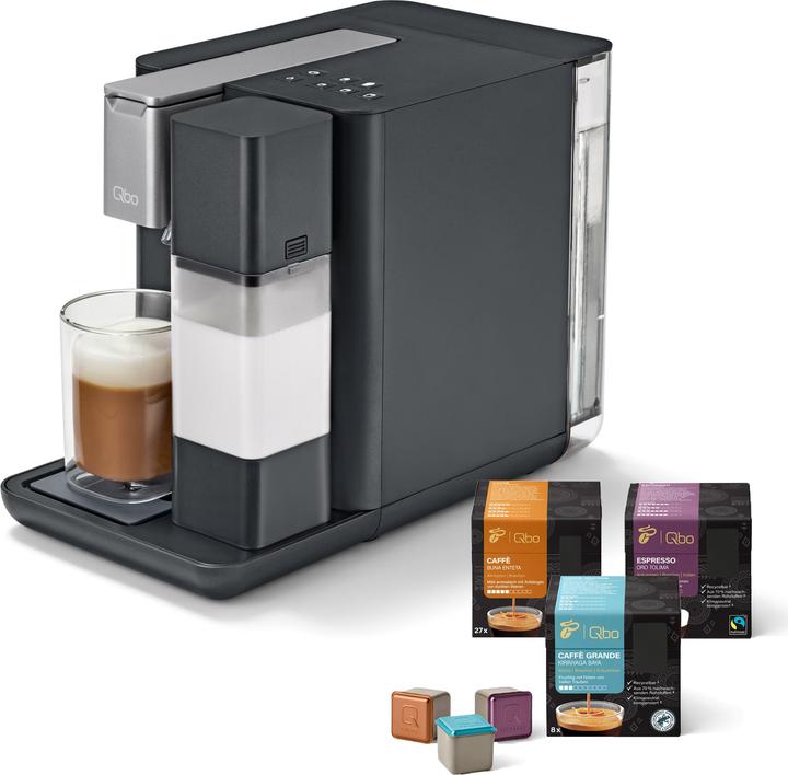 Tchibo Qbo MILK MASTER premium capsule machine with milk frothing function incl. 24 recyclable Qbo capsules