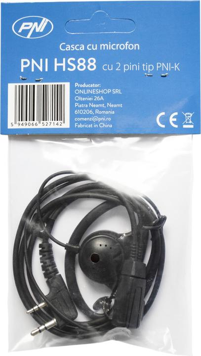 Actual product image PNI HS88 microphone headset with 2-pin PNI-K connector