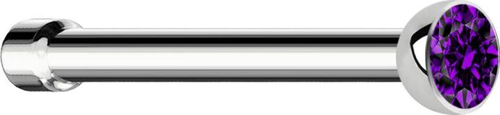 Star Piercing Nasenstecker gerade silber mit Kristall violett (Chirurgenstahl 316L, ohne Messing)