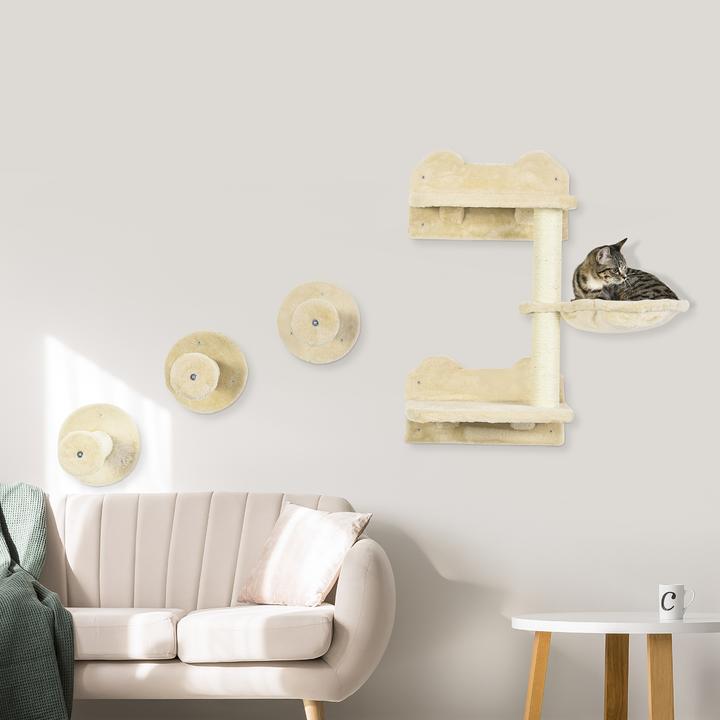 Image du produit PawHut Mur d'escalade (73 cm, Beige+Blanc crème)