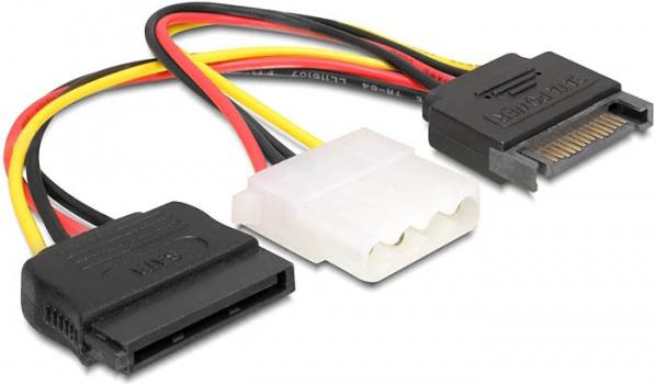 Immagine prodotto Delock Cavo di alimentazione SATA 15 pin maschio > Molex 4 pin femmina + SATA 15 pin femmina