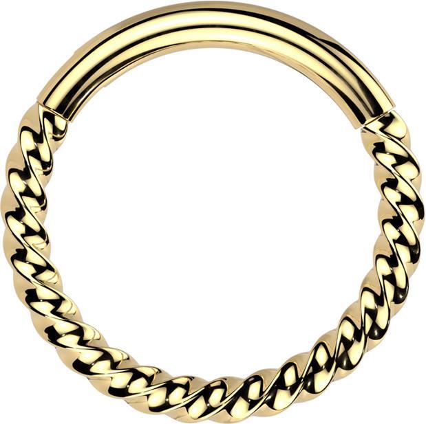 Immagine prodotto Star Piercing Anello a micro segmenti con cerniera intrecciata placcato oro (Titanio G23)