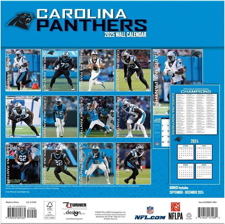 Produktbild NFL - Carolina Panthers - 30.5 x 30.5 cm Team Wandkalender 2025 (30.5 x 30.5 cm, Französisch, Italienisch, Spanisch, Deutsch, Englisch)