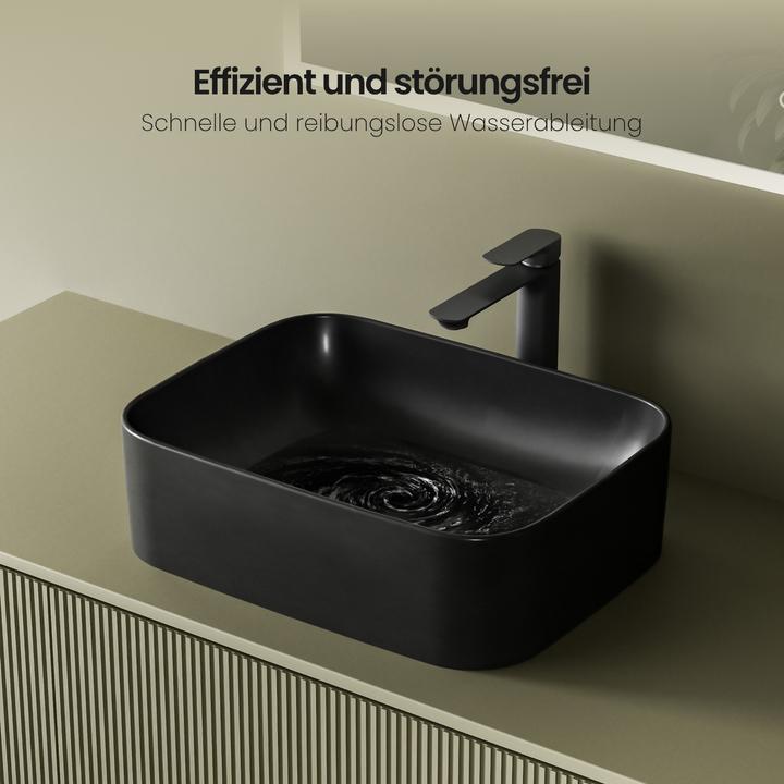 Produktbild Emke Aufsatzwaschbecken, 505 x 380 x 150 mm, Keramik, Rechteck, Abgerundete Ecken R, Matt dunkelgrau (150 mm, 505 mm)