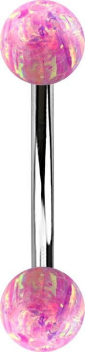 Produktbild Star Piercing Banane silber mit zwei Kugeln Opal pink (ohne Messing, Chirurgenstahl 316L)