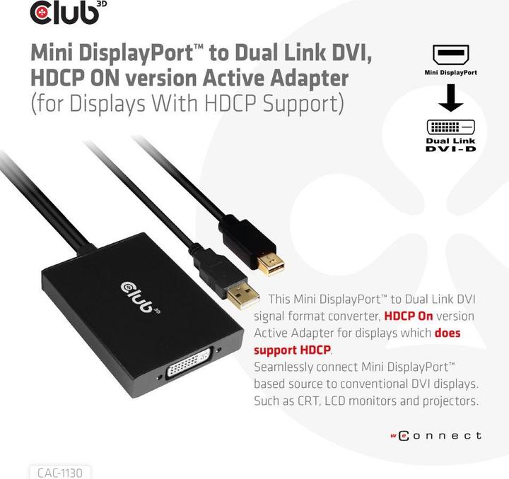 Image du produit Club 3D CAC-1130 (Mini DP, USB-A, 6.10 cm)