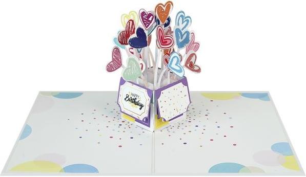 Produktbild MU Classic 3D Pop-Up Geburtstags Glückwunschkarte - Ballonherzen (1 Stk.)